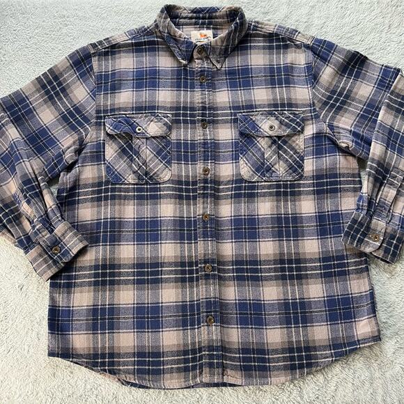 Field and Stream men’s flannel plaid shirt Blue gray size XL - Picture 1 of 9